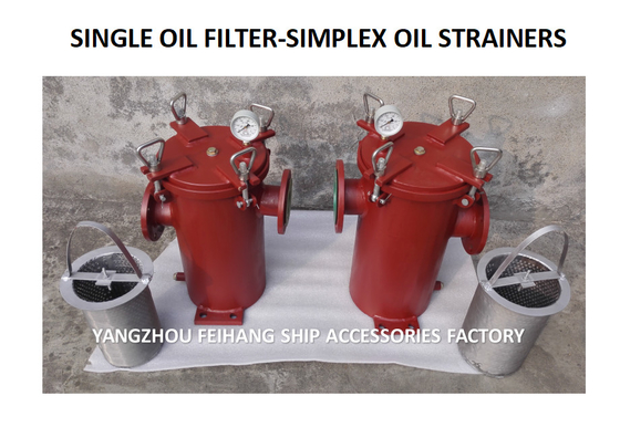 SINGLE OIL FILTER-SIMPLEX OIL STRAINERS BODY - CAST IRON FILTER CARTRIDGE - STAINLESS STEEL