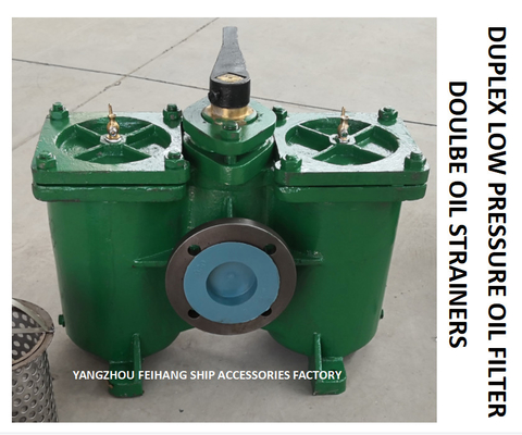 DOUBLE CRUDE OIL FILTER FOR DIESEL OIL SEPARATOR INLET MODEL： AS80-0.4/0.22 CB / T425-1994 BODY: CAST IRON FILTER CARTRI