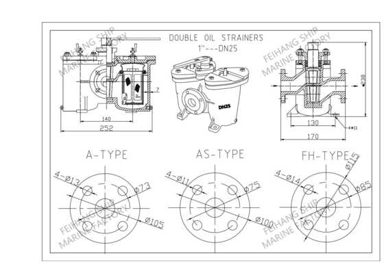 1"-DN25 Double Oil Strainers & Duplex Oil Strainer & Double Oil Filter & Duplex Oil Filters