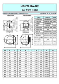 Marine bow tip breathable cap 5K-50A JIS F3012, Japanese standard 5K marine air pipe head