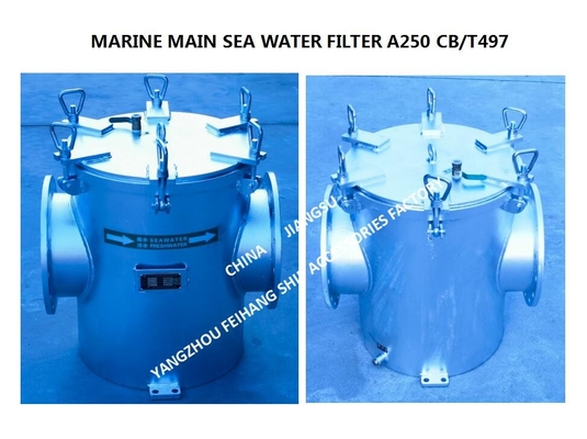 MARINE MAIN SEA WATER FILTER A250 CB/T497-1994，Body - carbon steel galvanized Filter element - stainless steel