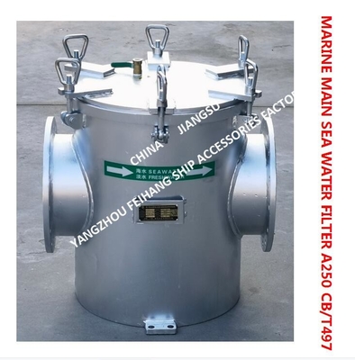 MARINE MAIN SEA WATER FILTER A250 CB/T497-1994，Body - carbon steel galvanized Filter element - stainless steel