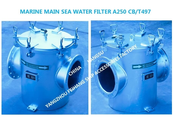 MARINE MAIN SEA WATER FILTER A250 CB/T497-1994，Body - carbon steel galvanized Filter element - stainless steel