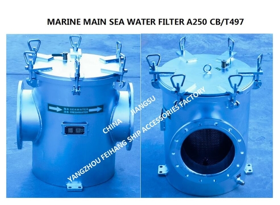 MARINE MAIN SEA WATER FILTER A250 CB/T497-1994，Body - carbon steel galvanized Filter element - stainless steel