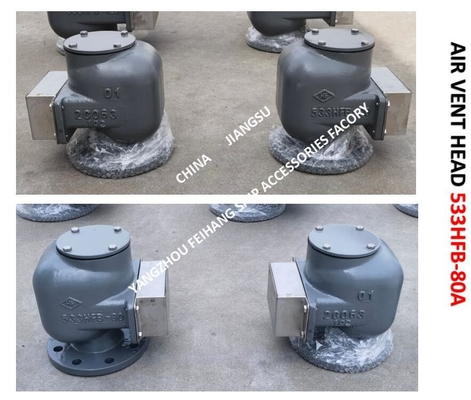 Air Pipe Head  For FPT Cabin Pontoon Type Oil Tank Modle:533HFO-80A Body Cast Iron, Internal Parts - Stainless Steel Fl